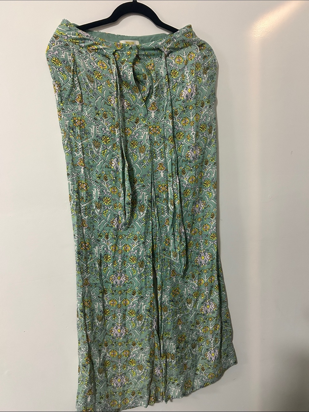 Maeve Green Floral Print Wide-Leg Pants